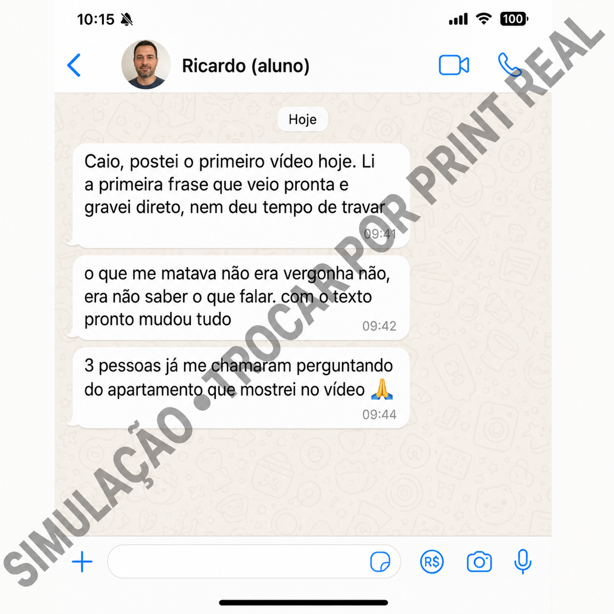 Depoimento ilustrativo (simulação)
